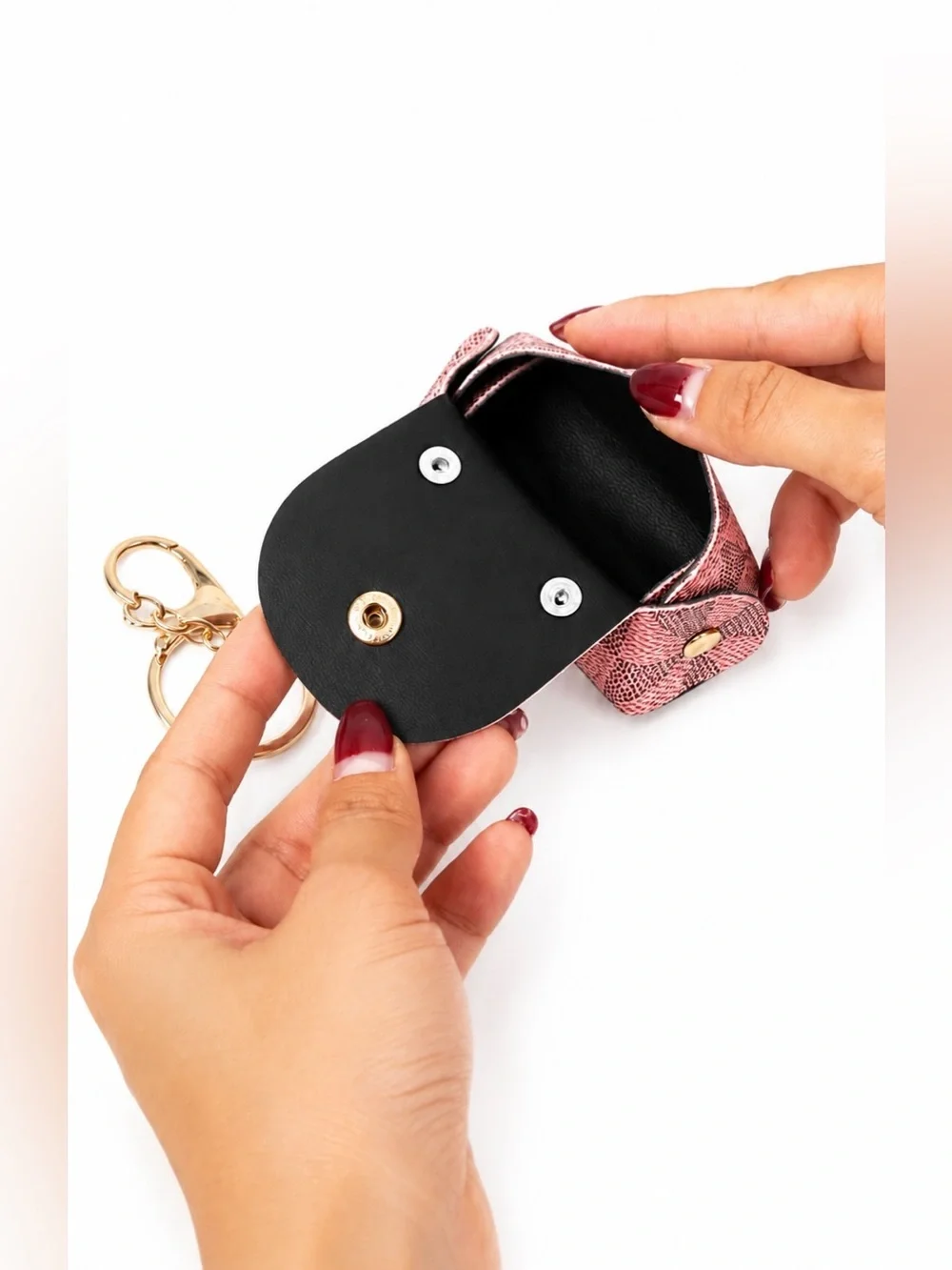 Designer Style Mini Handbag Tassel Keychain Handbag Charm Coin Purse Pink Gold